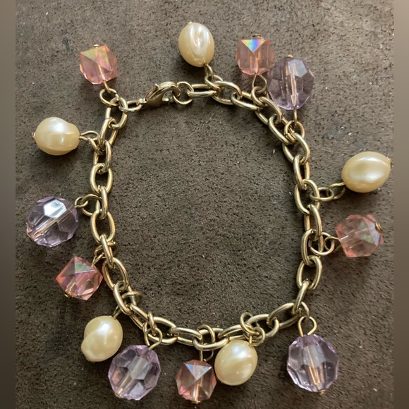 Charm Bracelet Pink White Purple Pink Stones Couples Bracelet - Picture 1 of 2